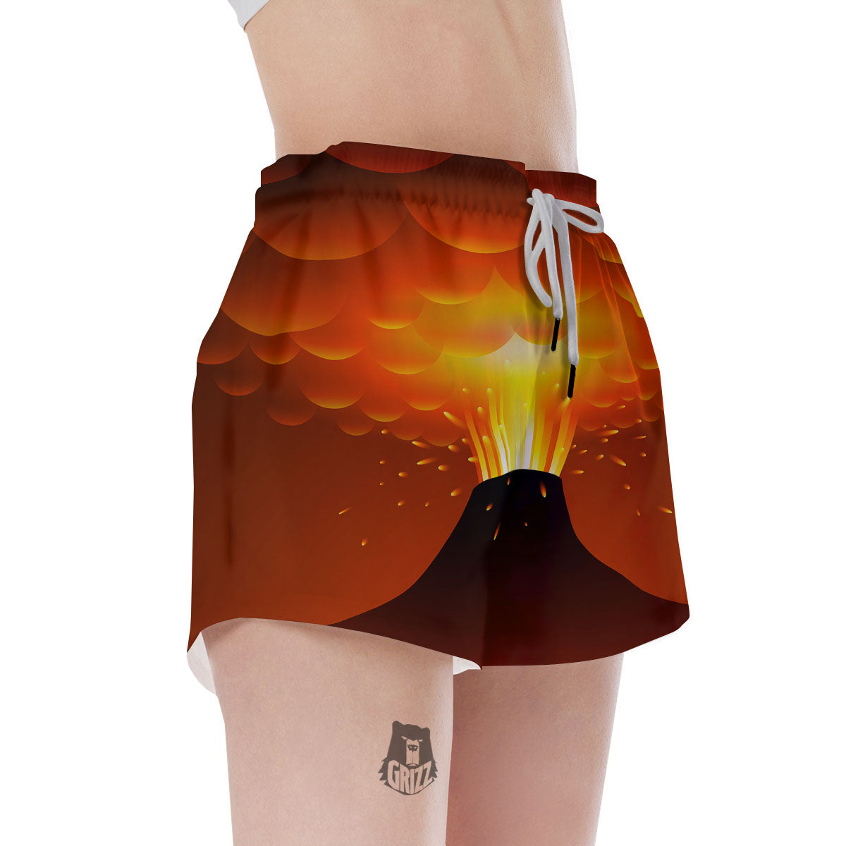 Volcano Erupt Print Women's Shorts-grizzshop