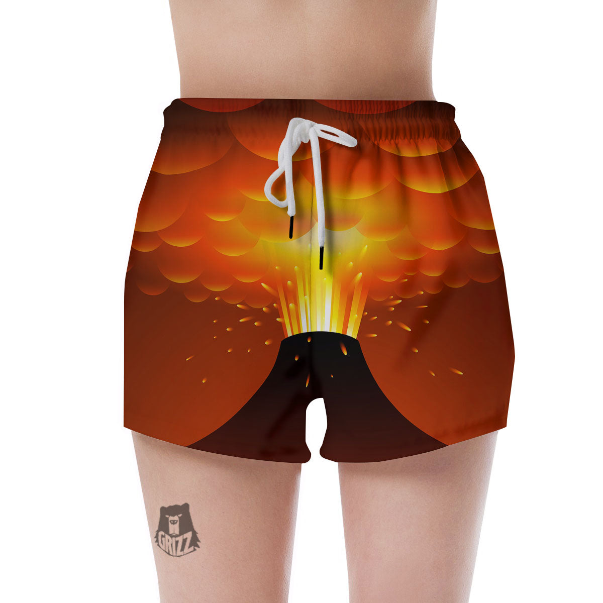 Volcano Erupt Print Women's Shorts-grizzshop