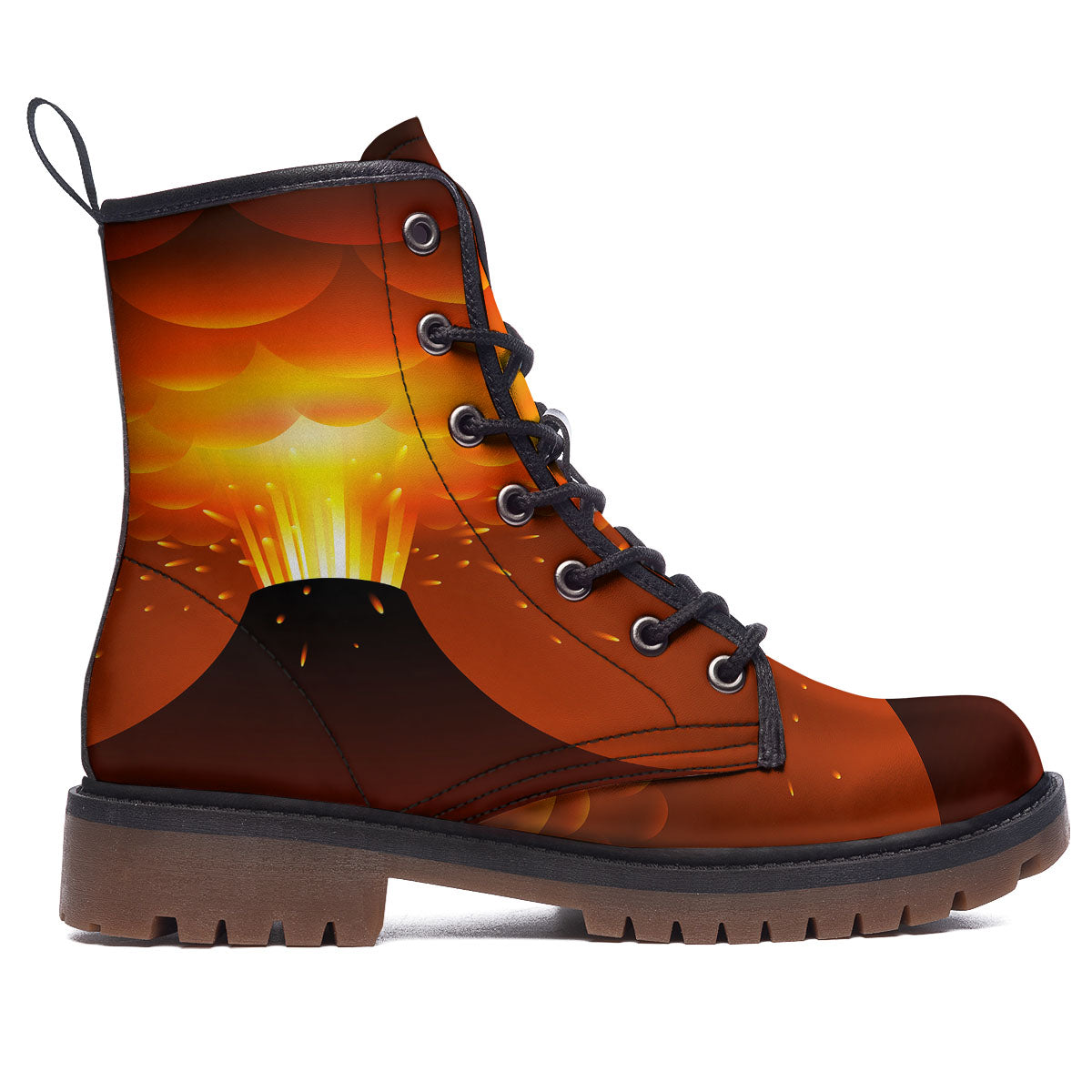 Volcano Erupt Print Work Boots-grizzshop