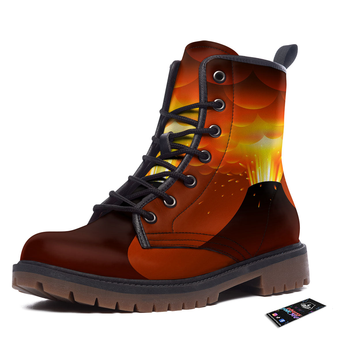 Volcano Erupt Print Work Boots-grizzshop