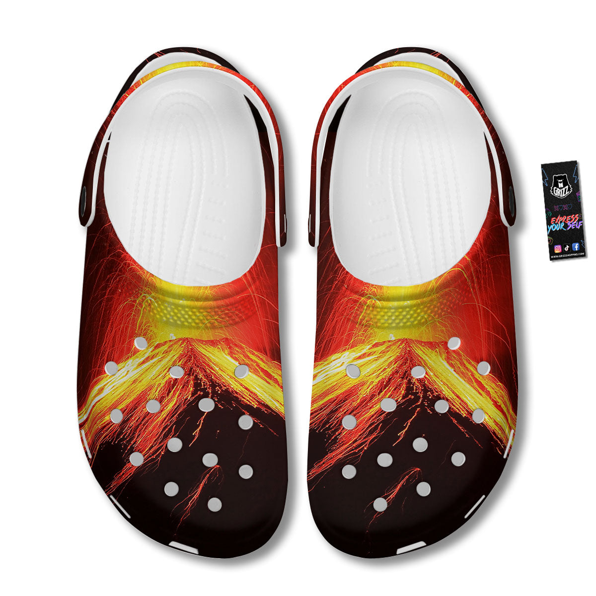 Volcano On Fire Print Clog-grizzshop