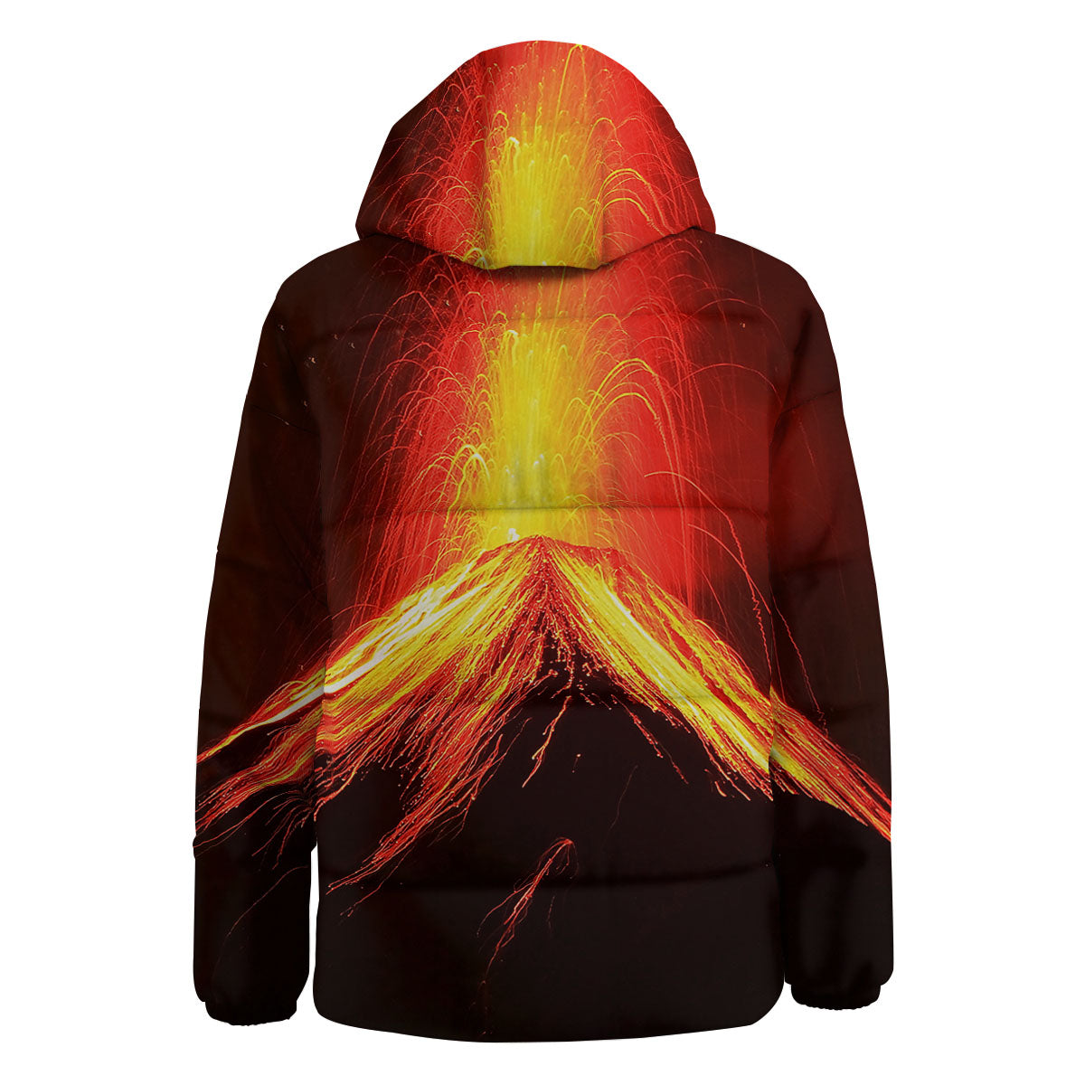Volcano On Fire Print Down Jacket-grizzshop