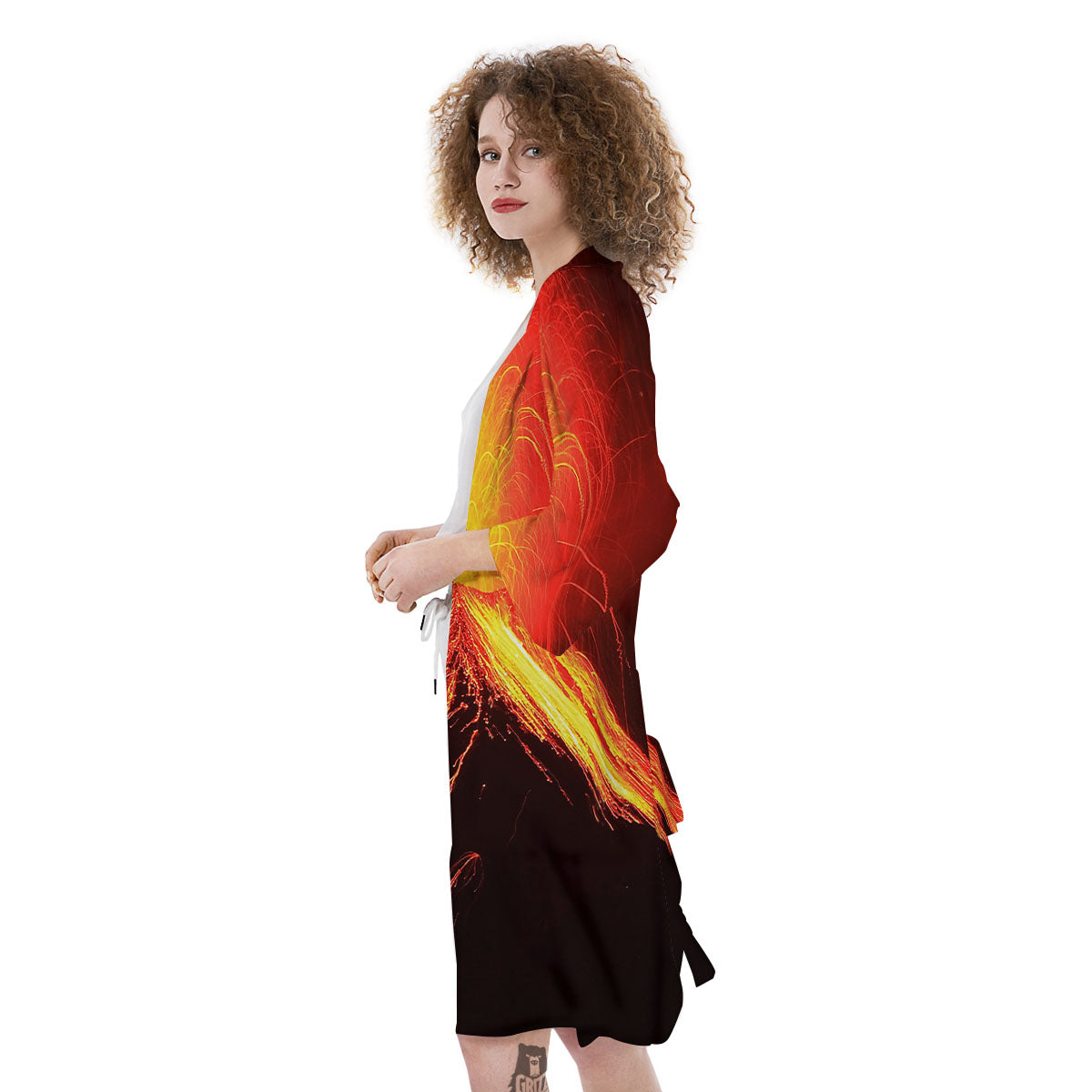 Volcano On Fire Print Kimono-grizzshop