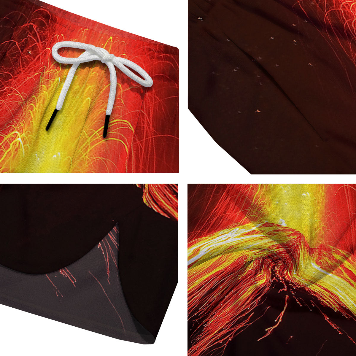 Volcano On Fire Print Men's Running Shorts-grizzshop