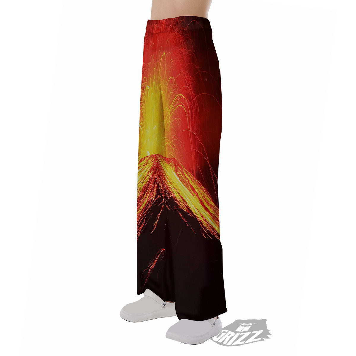 Volcano On Fire Print Pajama Pants-grizzshop
