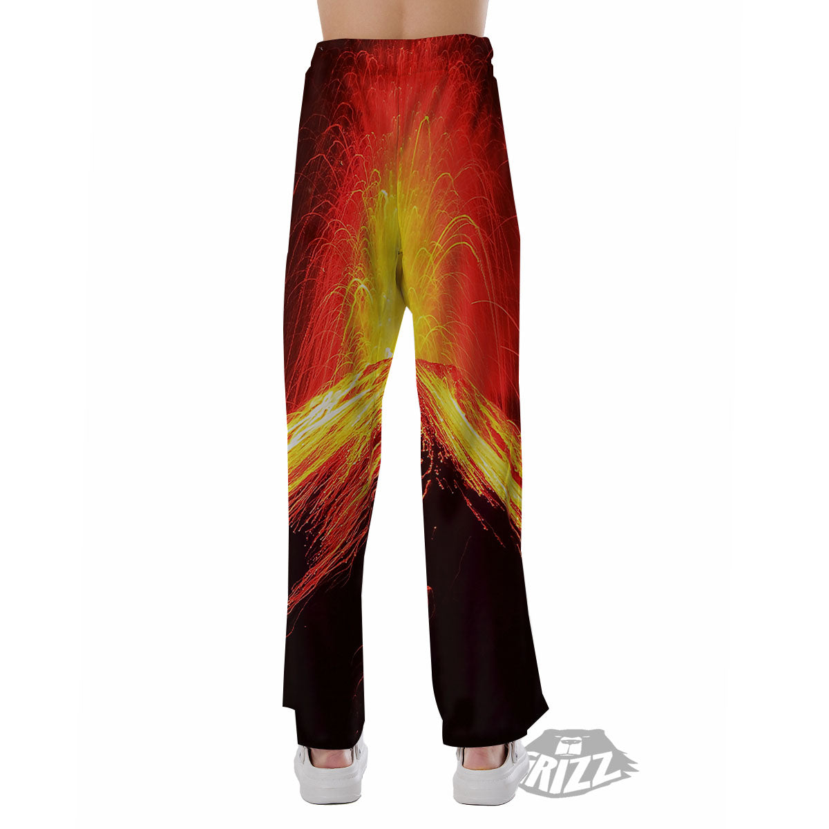 Volcano On Fire Print Pajama Pants-grizzshop