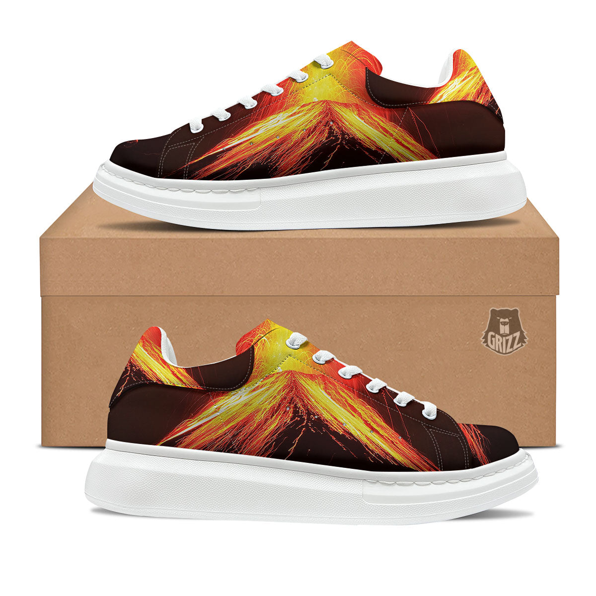 Volcano On Fire Print Platform Shoes-grizzshop