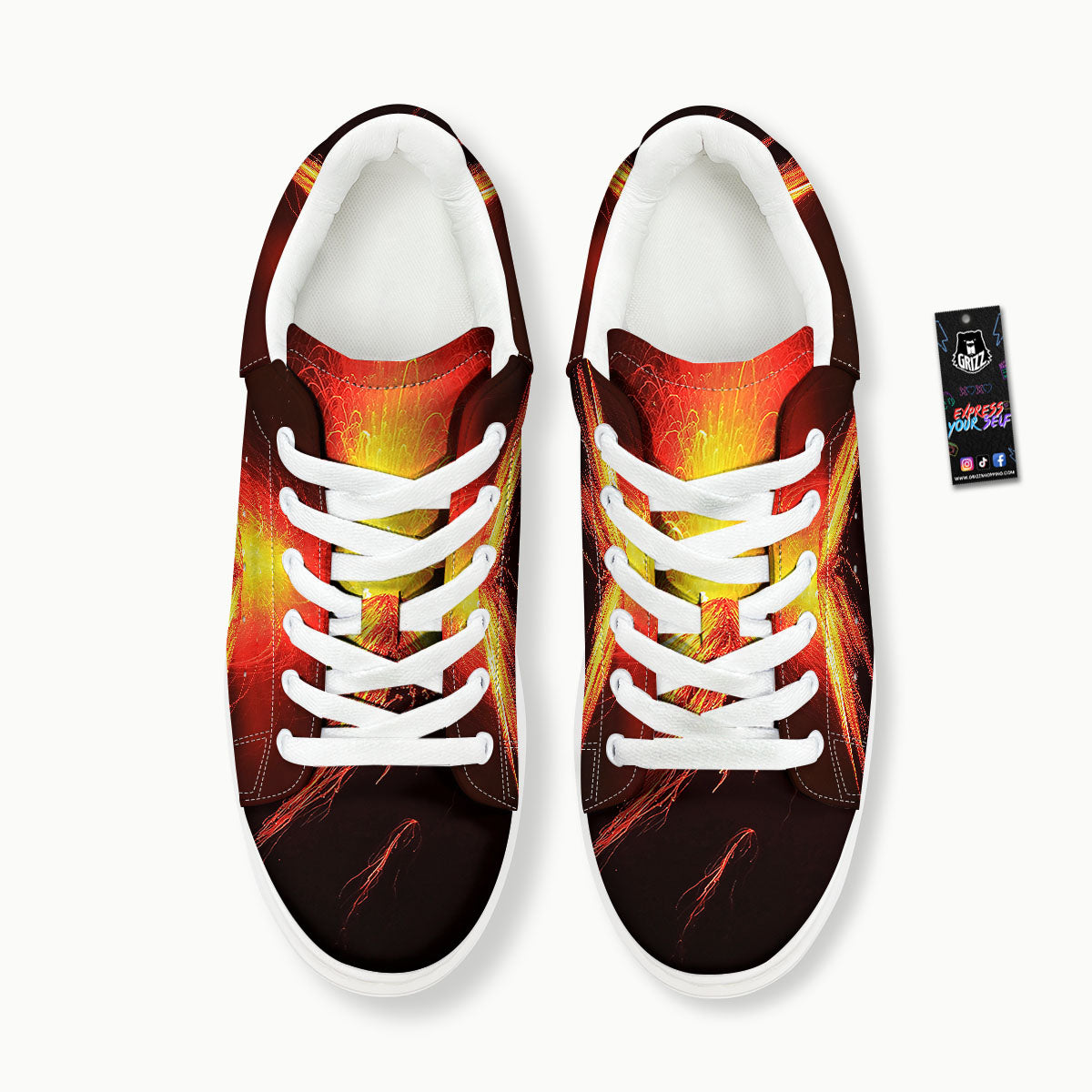 Volcano On Fire Print Platform Shoes-grizzshop