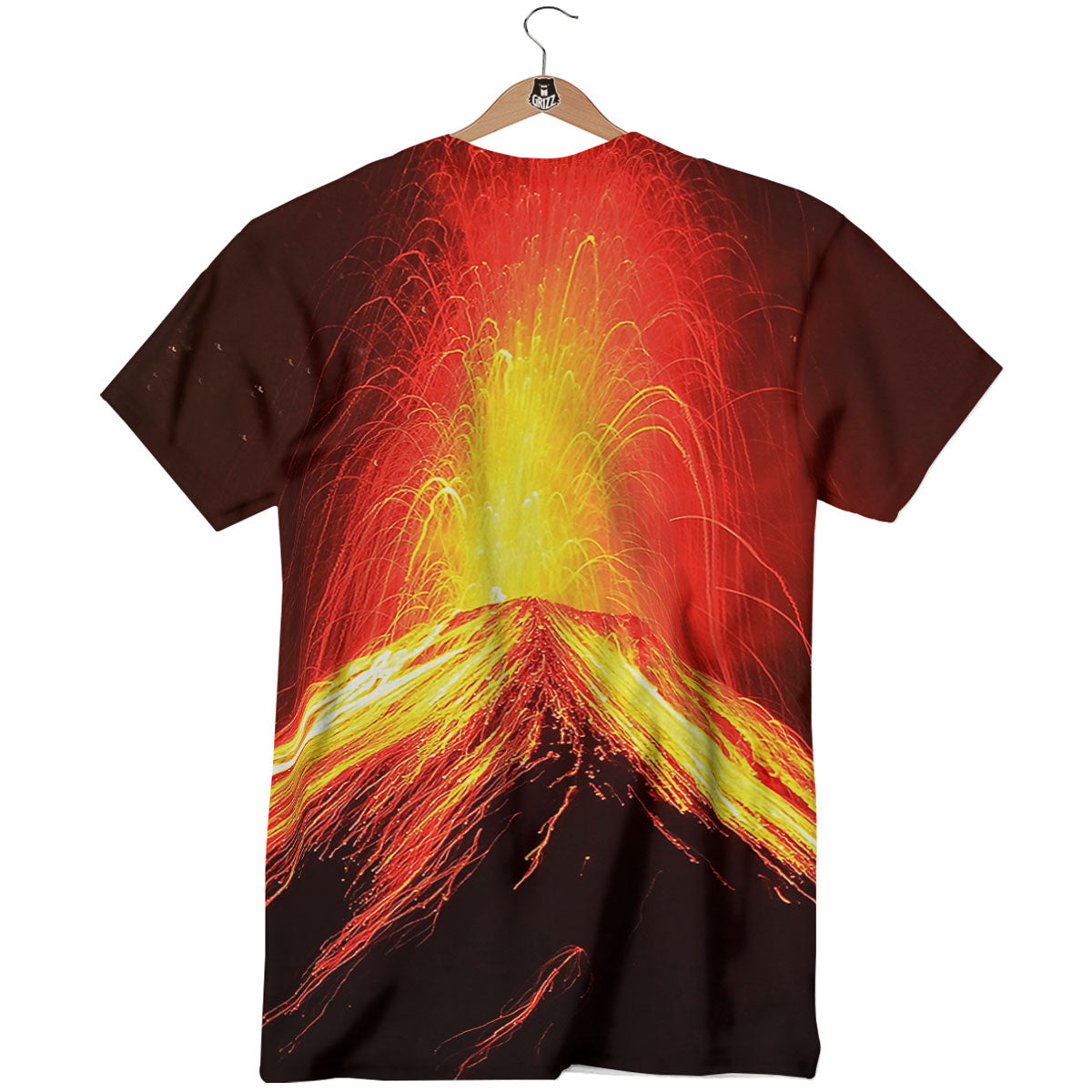 Volcano On Fire Print T-Shirt-grizzshop
