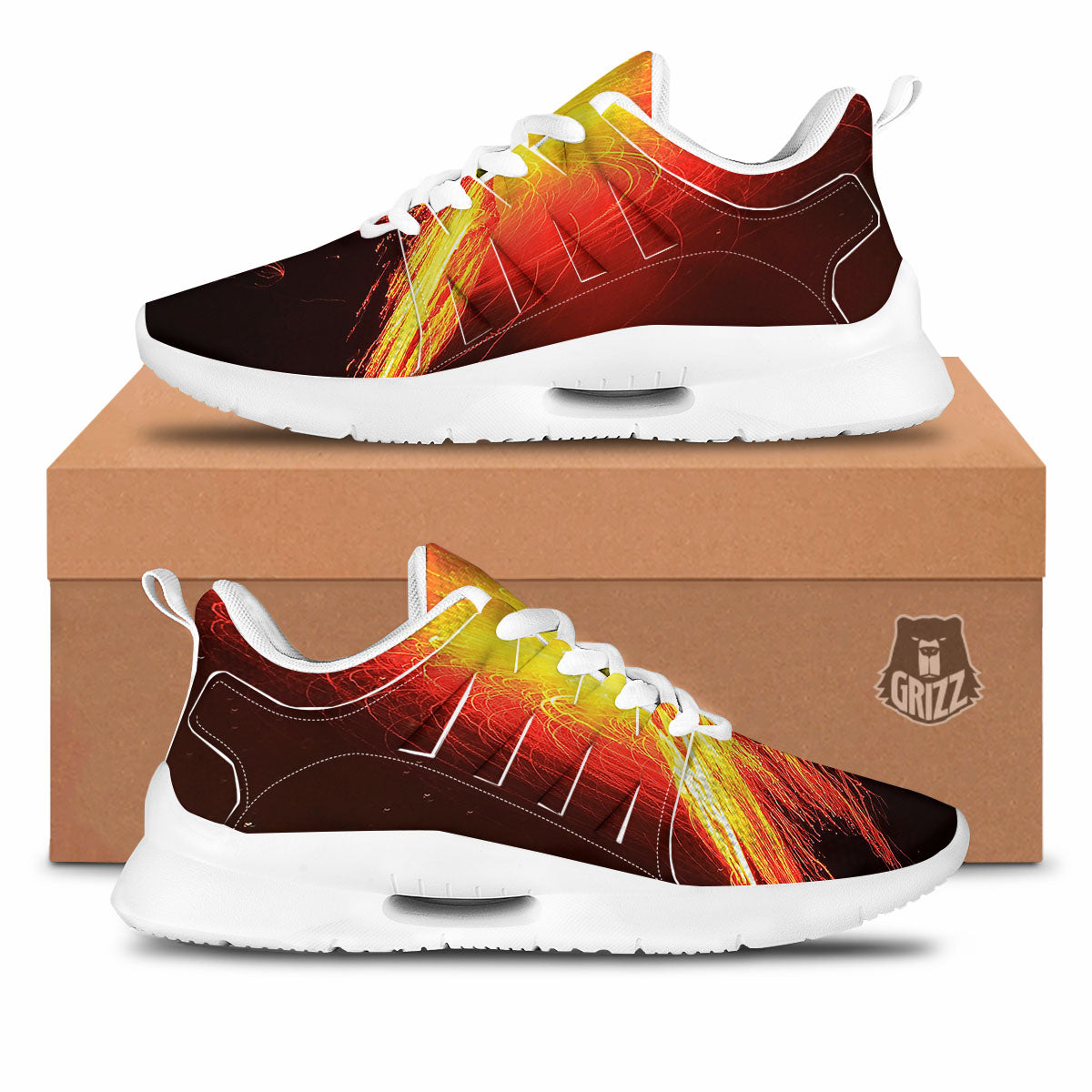 Volcano On Fire Print Tennis Shoes-grizzshop