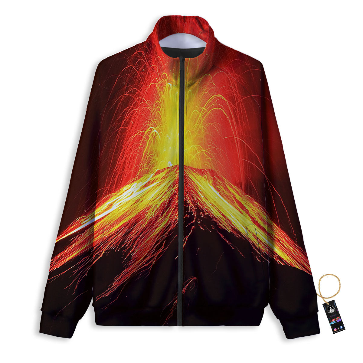 Volcano On Fire Print Track Jacket-grizzshop