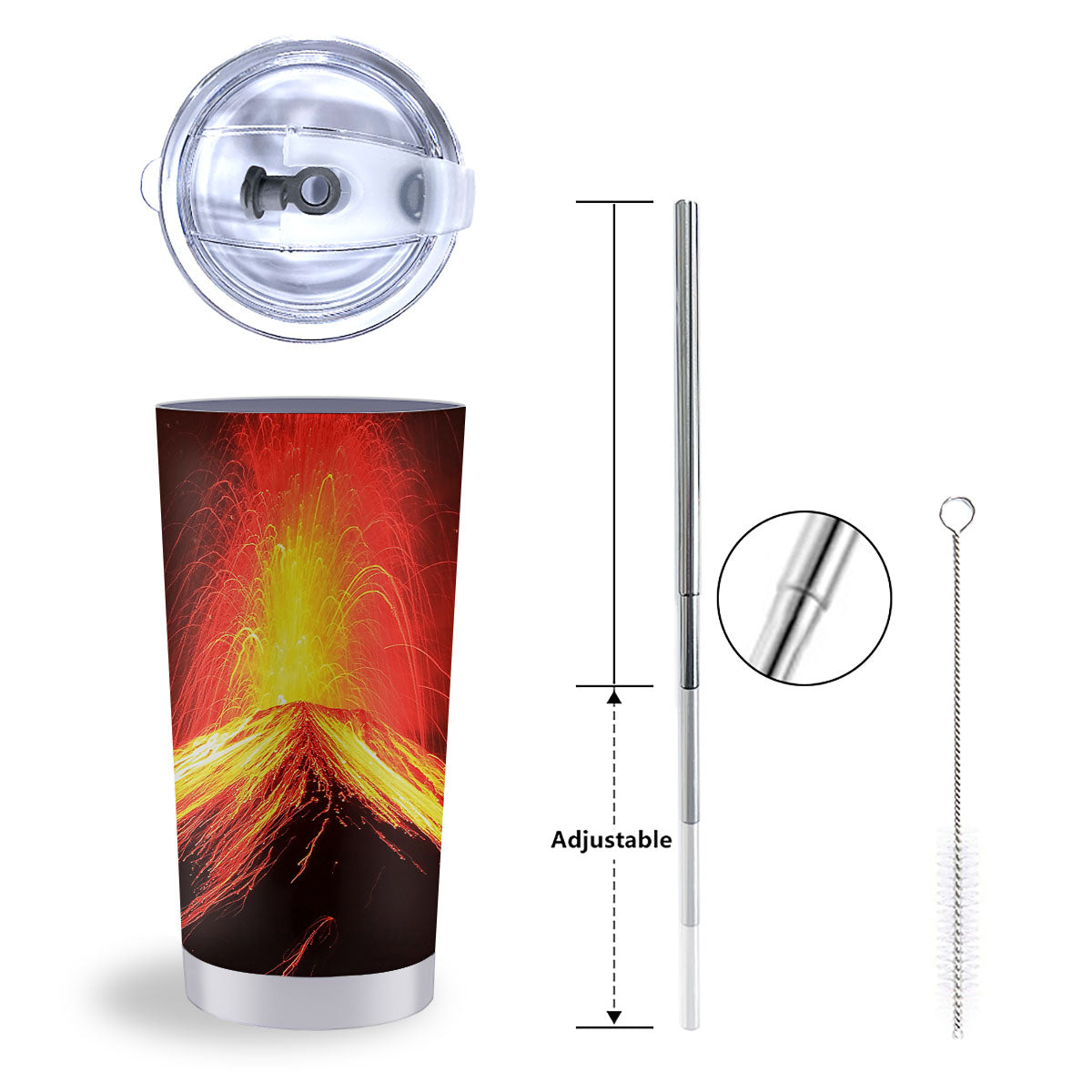 Volcano On Fire Print Tumbler-grizzshop