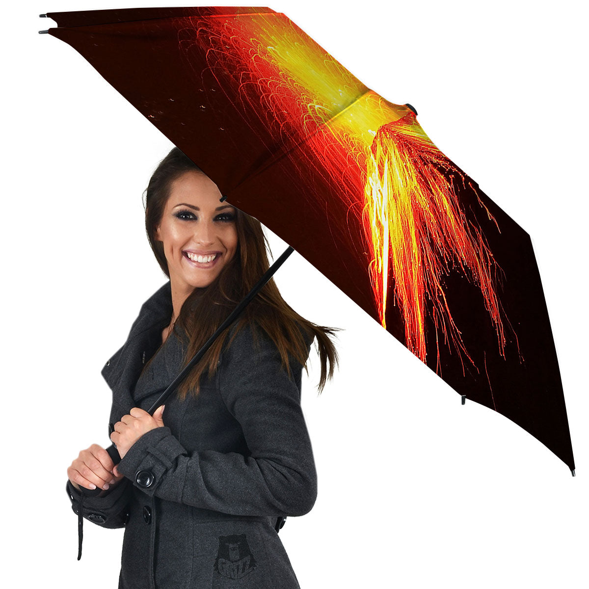 Volcano On Fire Print Umbrella-grizzshop