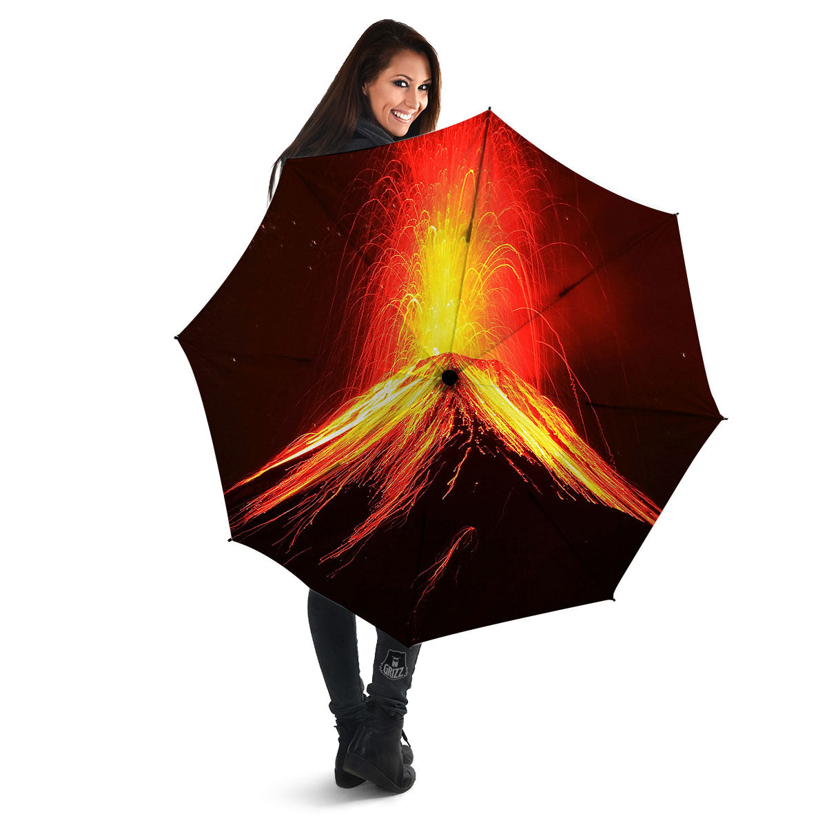 Volcano On Fire Print Umbrella-grizzshop