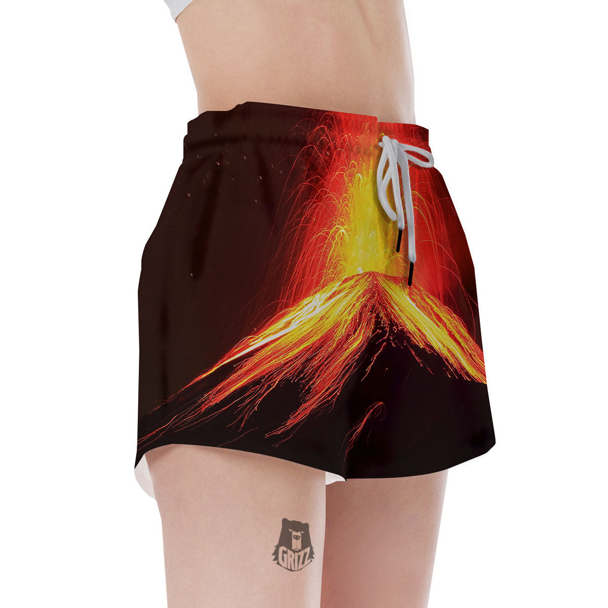 Volcano On Fire Print Women's Shorts-grizzshop