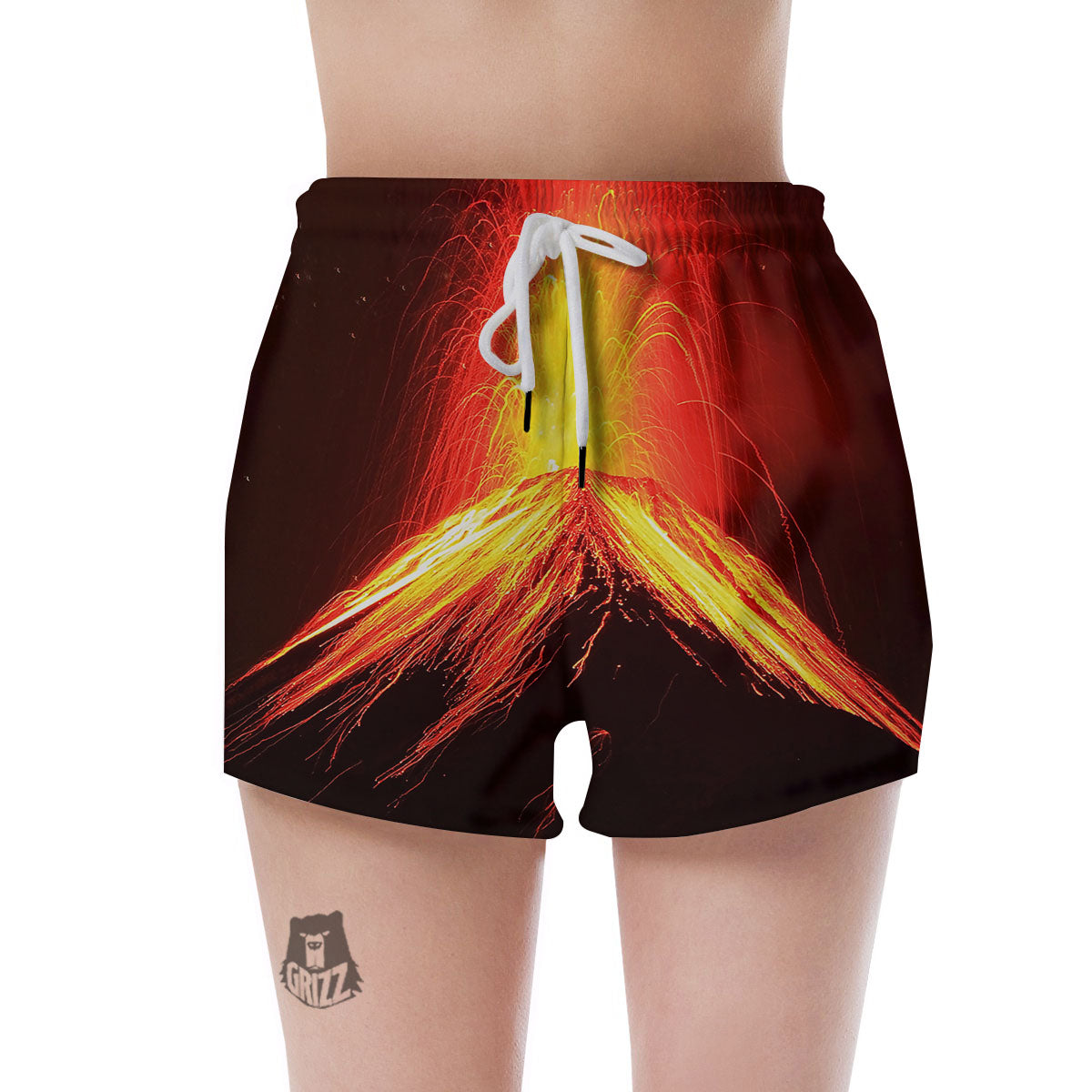 Volcano On Fire Print Women's Shorts-grizzshop
