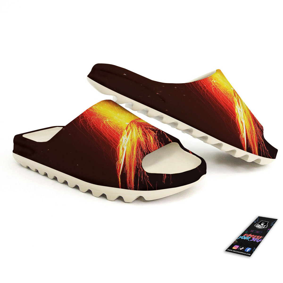 Volcano On Fire Print Sandals-grizzshop