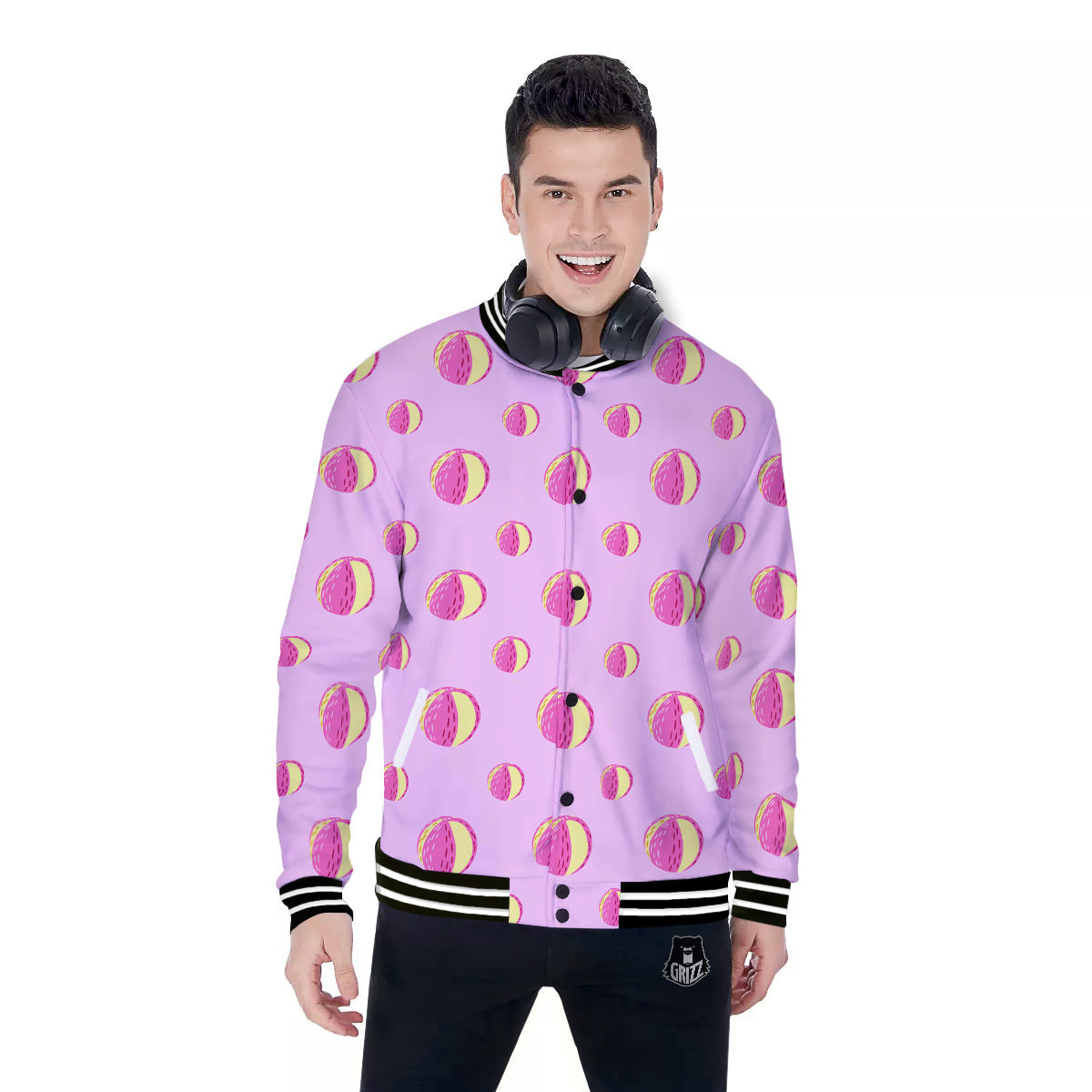 Volleyball Pastel Print Pattern Baseball Jacket-grizzshop