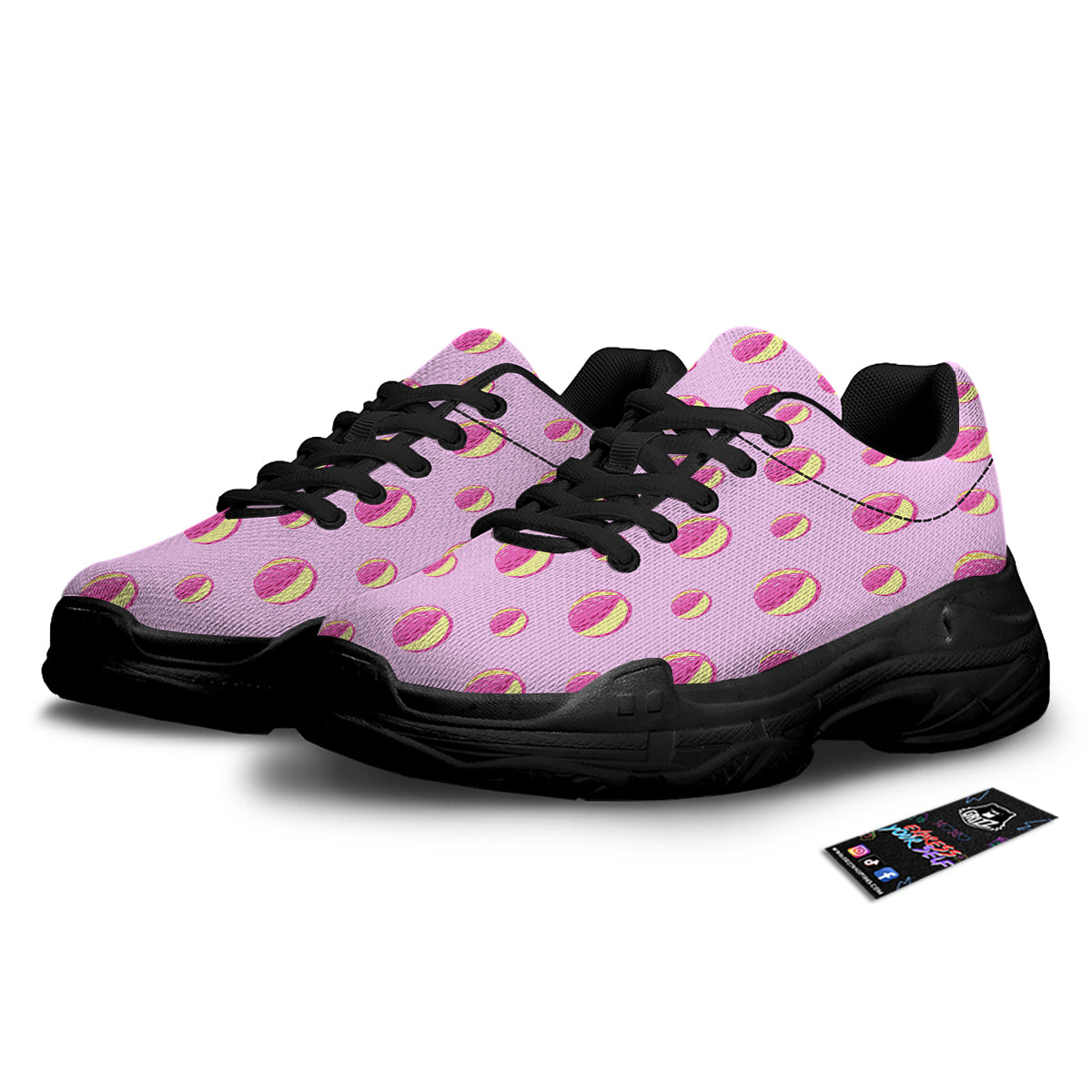 Volleyball Pastel Print Pattern Black Chunky Shoes-grizzshop