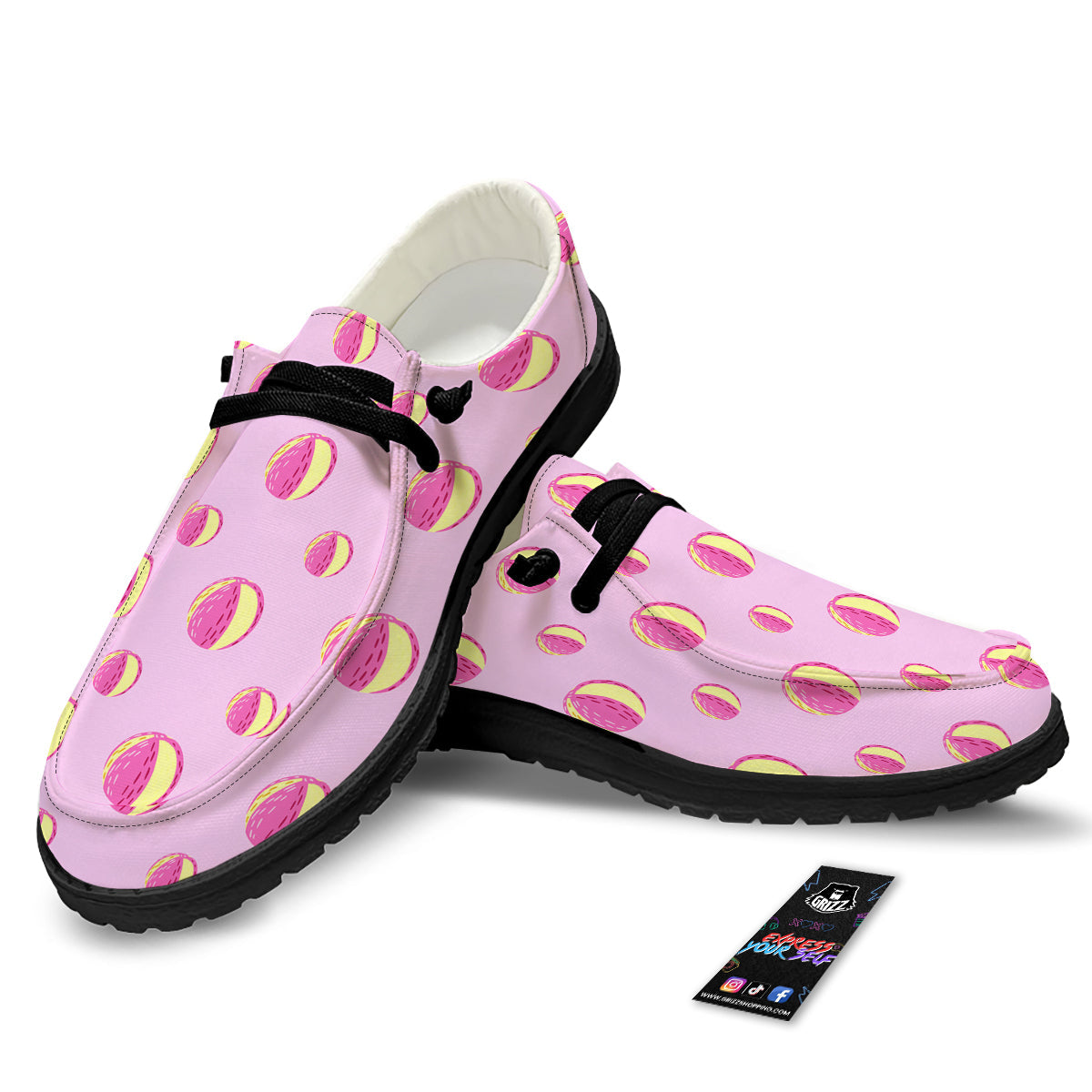 Volleyball Pastel Print Pattern Black Loafers-grizzshop