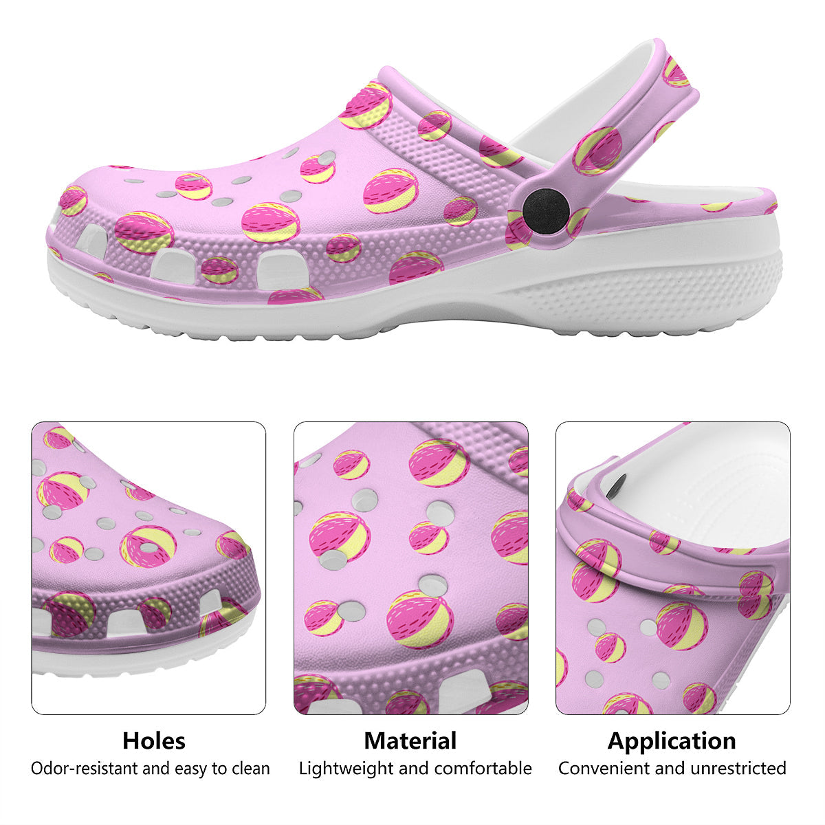 Volleyball Pastel Print Pattern Clog-grizzshop