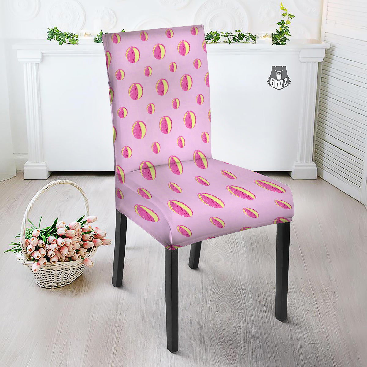 Volleyball Pastel Print Pattern Dining Chair Slipcover-grizzshop