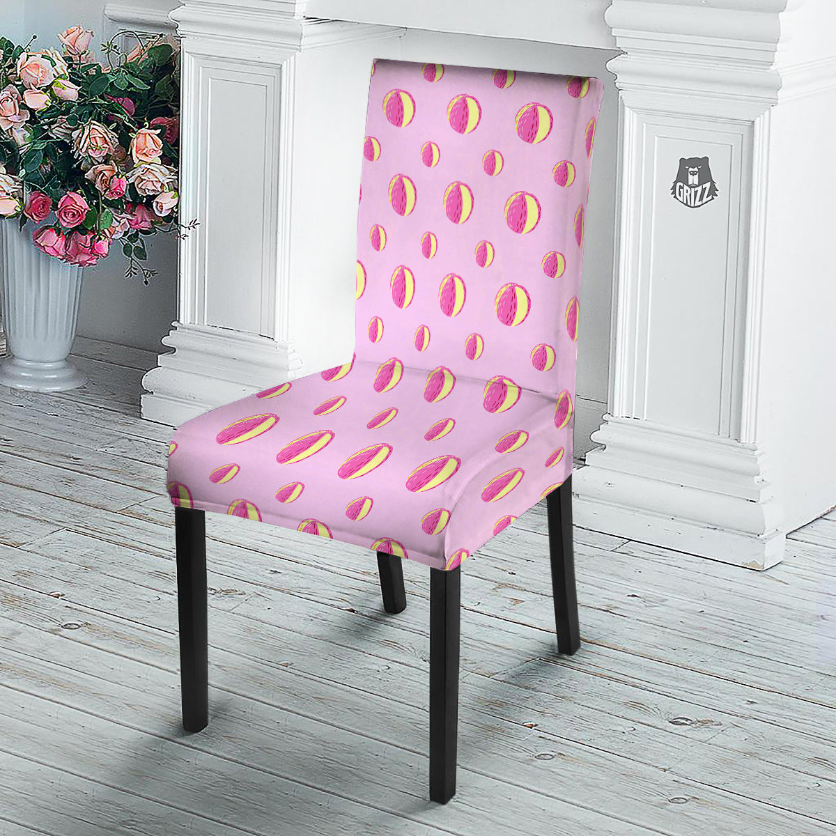 Volleyball Pastel Print Pattern Dining Chair Slipcover-grizzshop