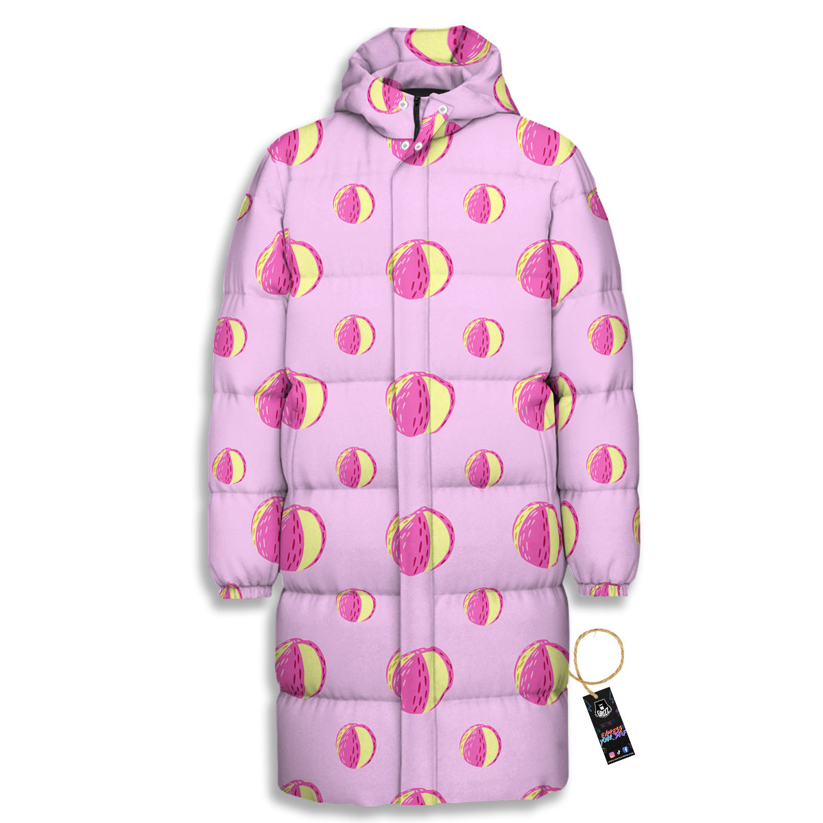 Volleyball Pastel Print Pattern Long Down Jacket-grizzshop
