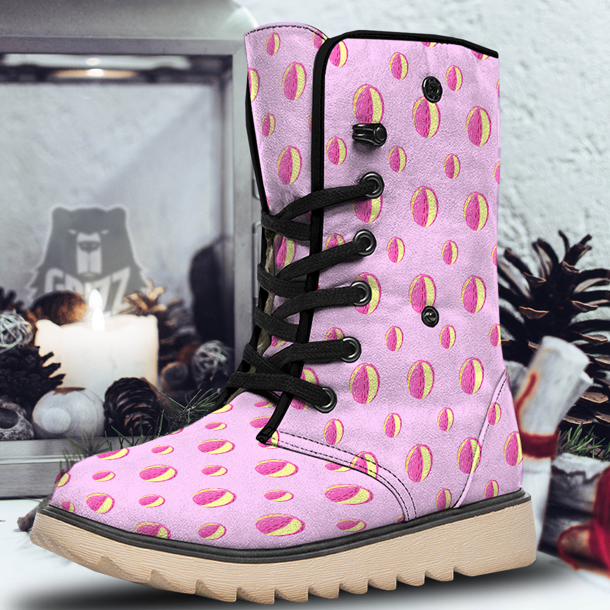 Volleyball Pastel Print Pattern Snow Boots-grizzshop