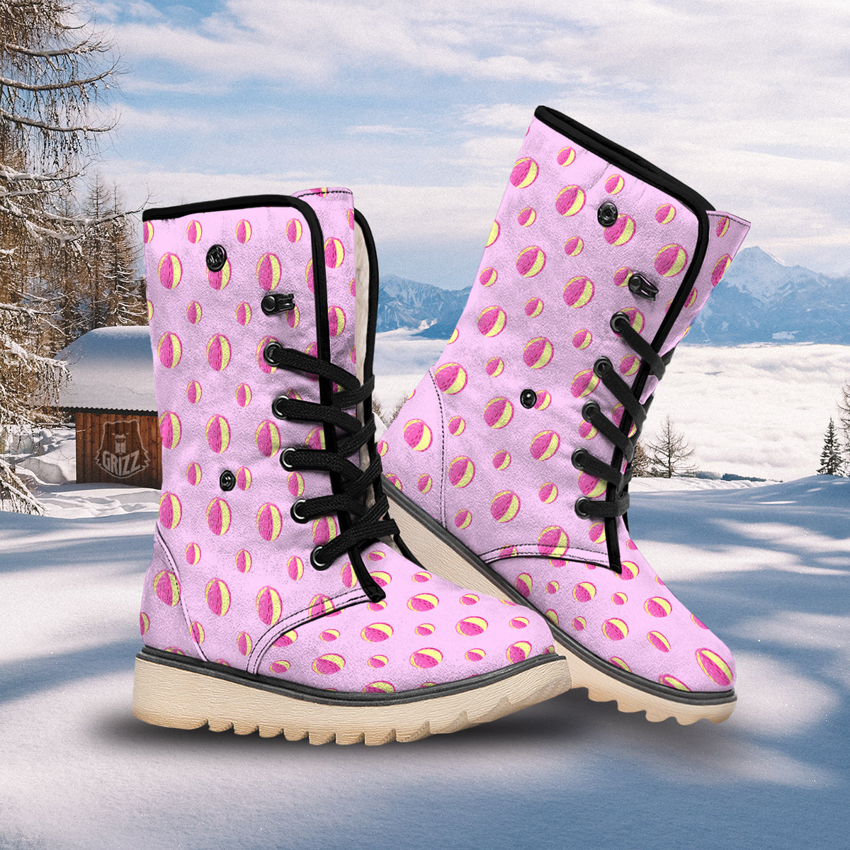 Volleyball Pastel Print Pattern Snow Boots-grizzshop