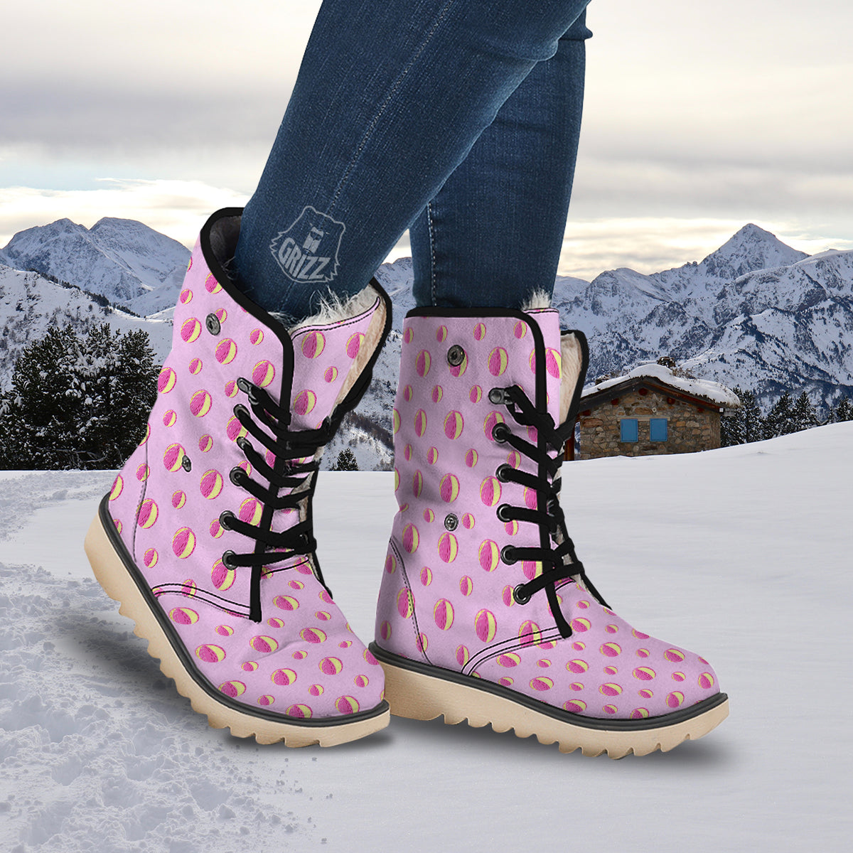 Volleyball Pastel Print Pattern Snow Boots-grizzshop