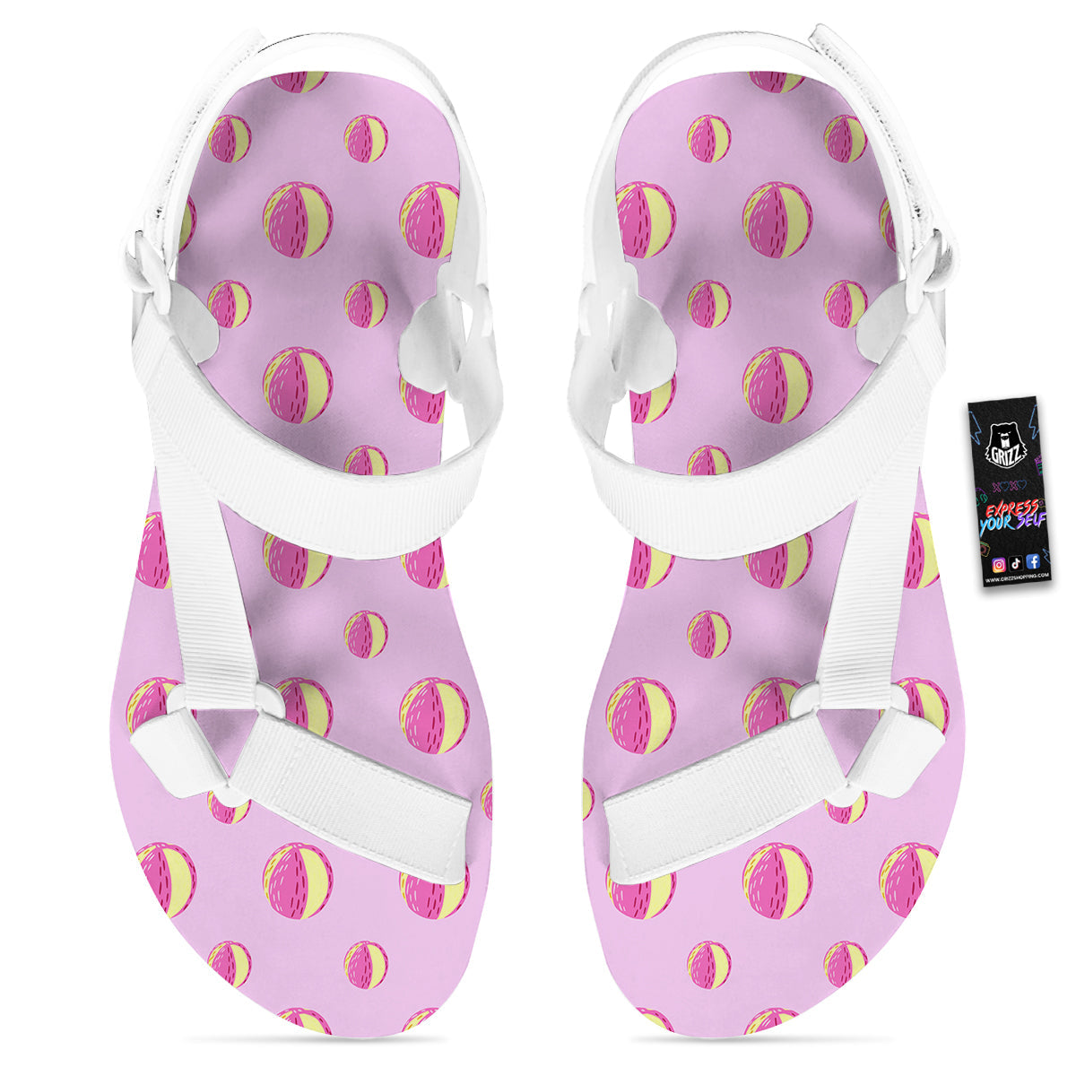 Volleyball Pastel Print Pattern White Open Toe Sandals-grizzshop
