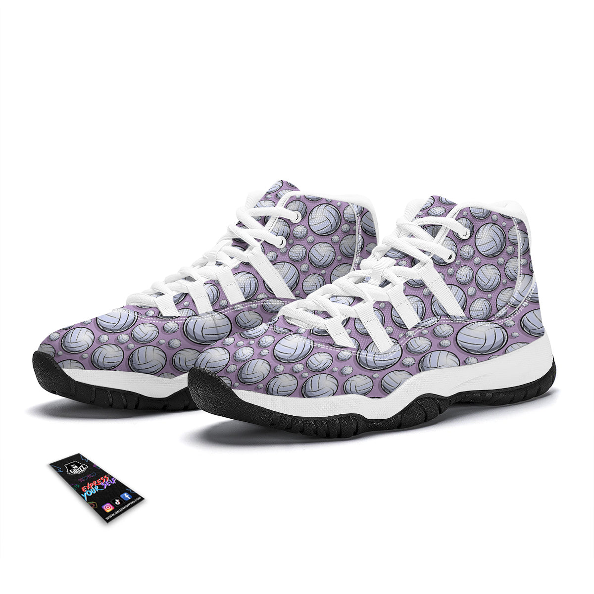 Volleyball Print Pattern White Bball Shoes-grizzshop