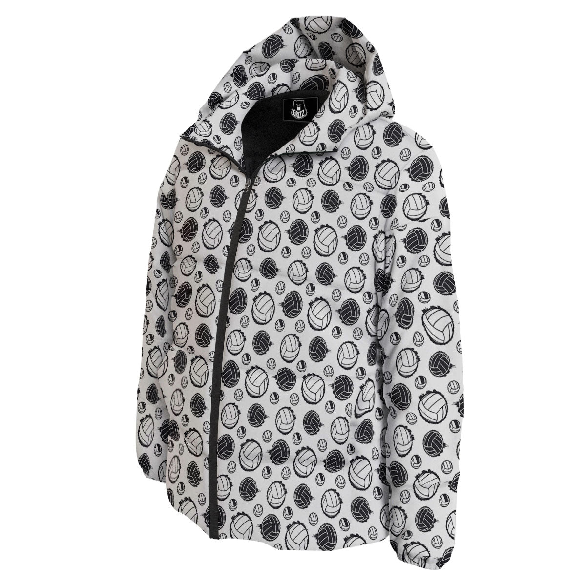 Volleyball White And Black Print Pattern Down Jacket-grizzshop