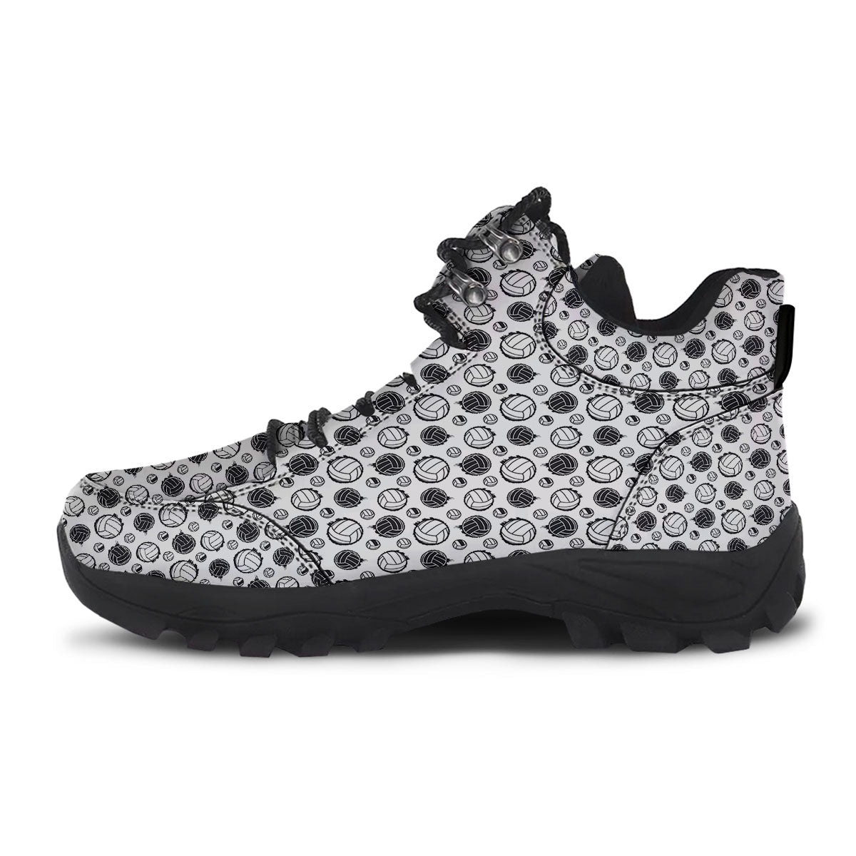 Volleyball White And Black Print Pattern Hiking Shoes-grizzshop