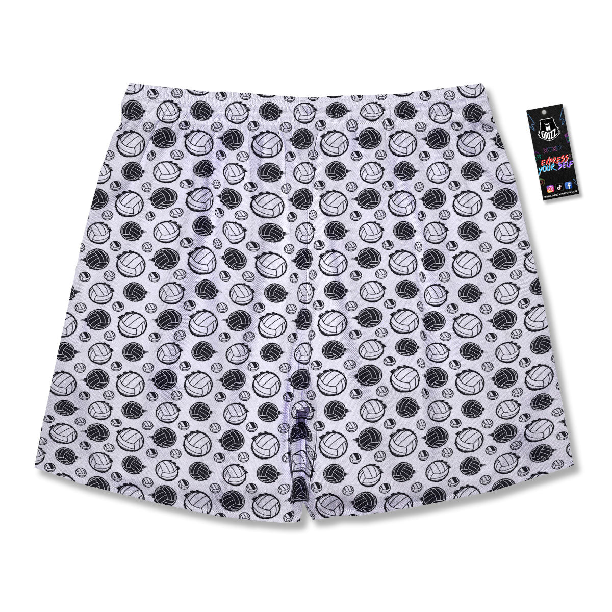 Volleyball White And Black Print Pattern Men's Running Shorts-grizzshop
