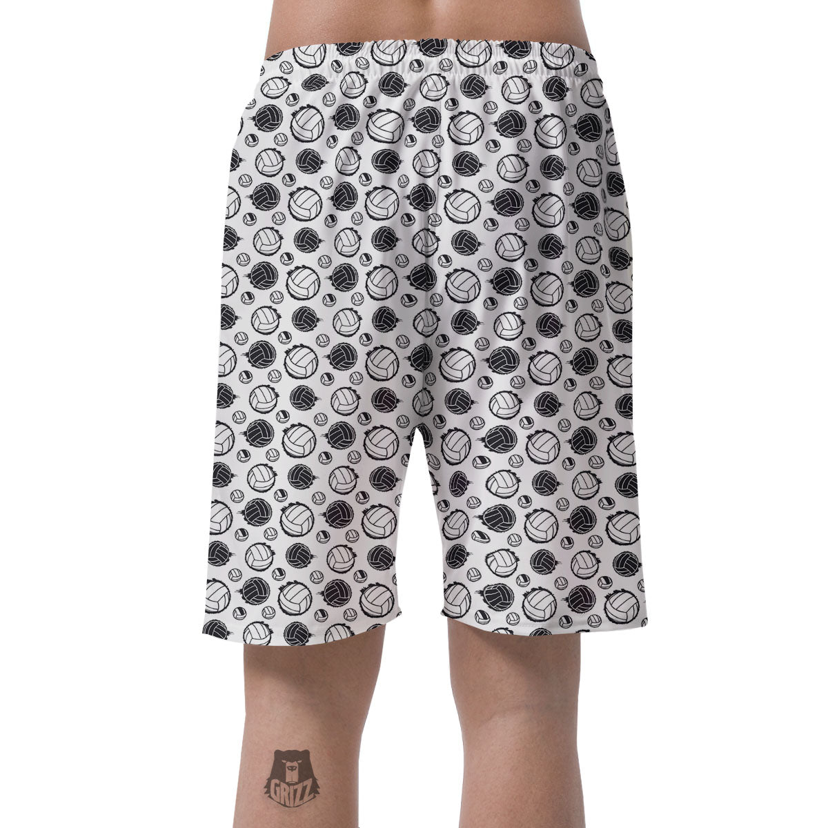 Volleyball White And Black Print Pattern Men's Shorts-grizzshop