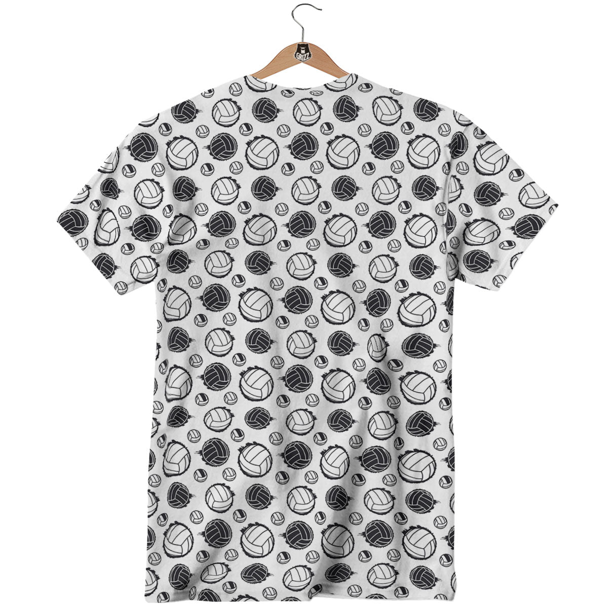 Volleyball White And Black Print Pattern T-Shirt-grizzshop