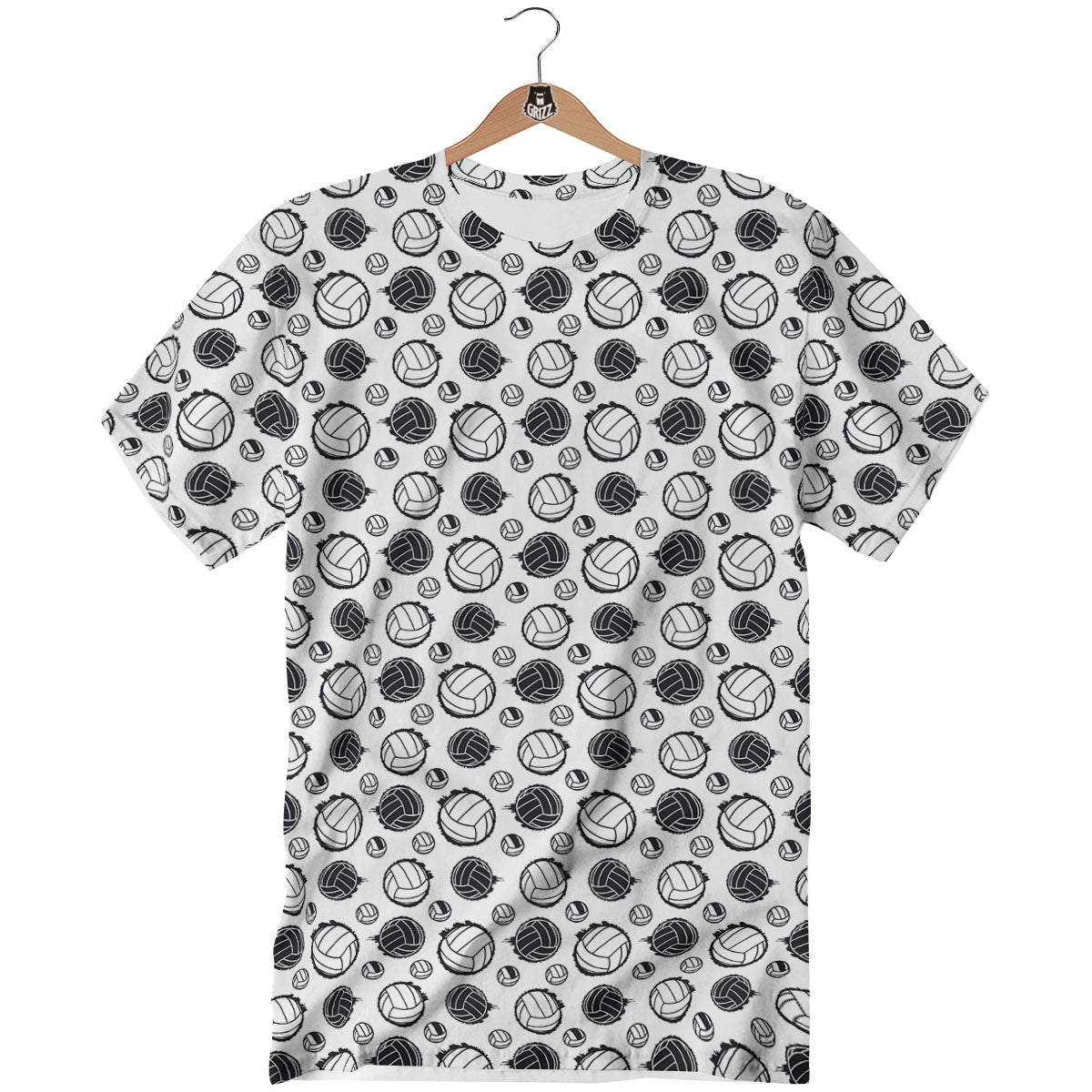 Volleyball White And Black Print Pattern T-Shirt-grizzshop