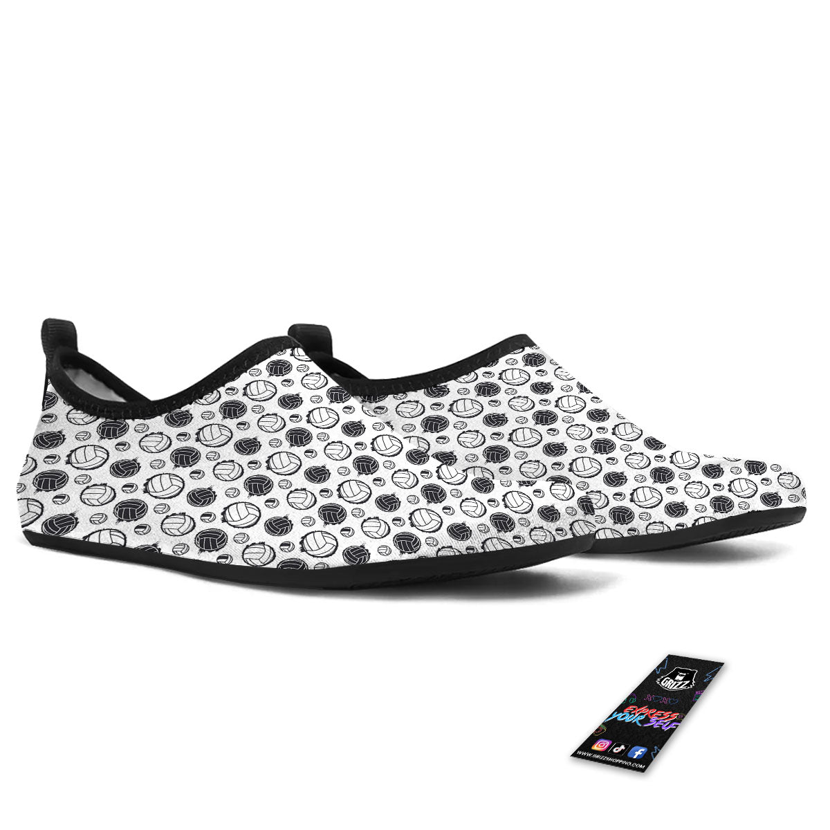 Volleyball White And Black Print Pattern Water Shoes-grizzshop