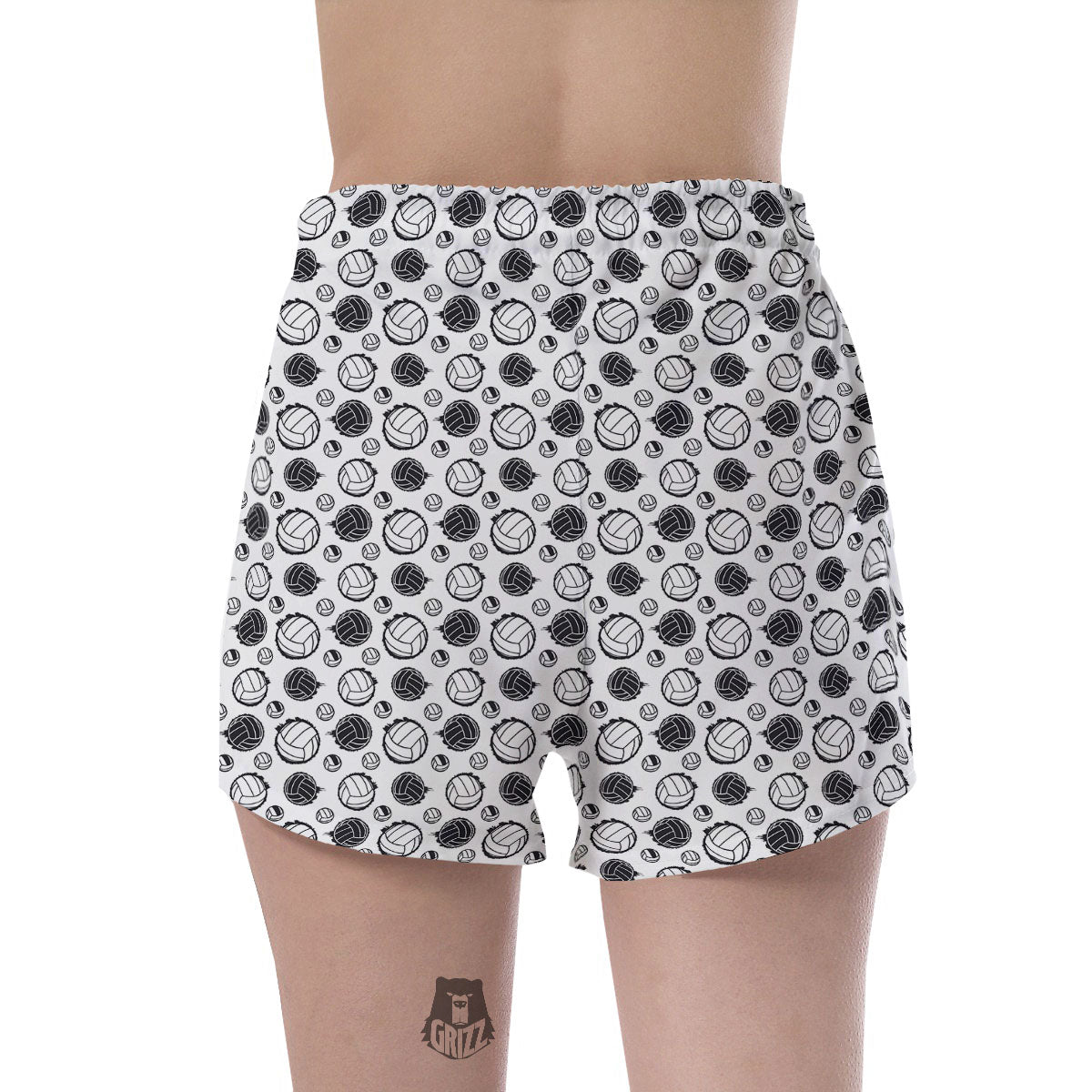 Volleyball White And Black Print Pattern Women's Shorts-grizzshop