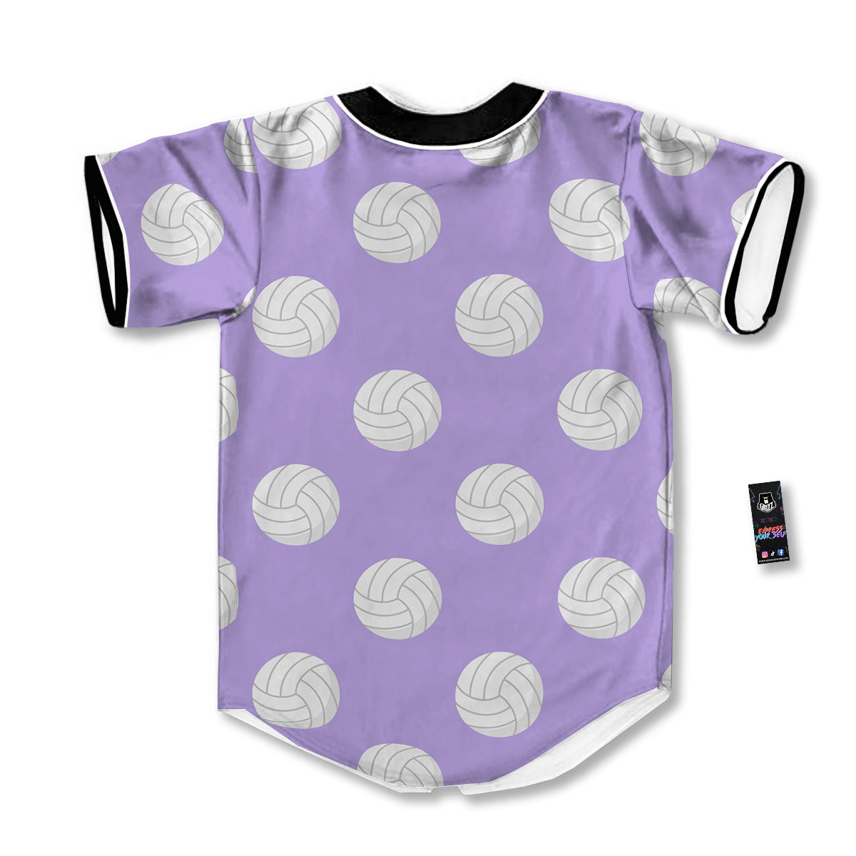 Volleyball White And Purple Print Pattern Baseball Jersey-grizzshop