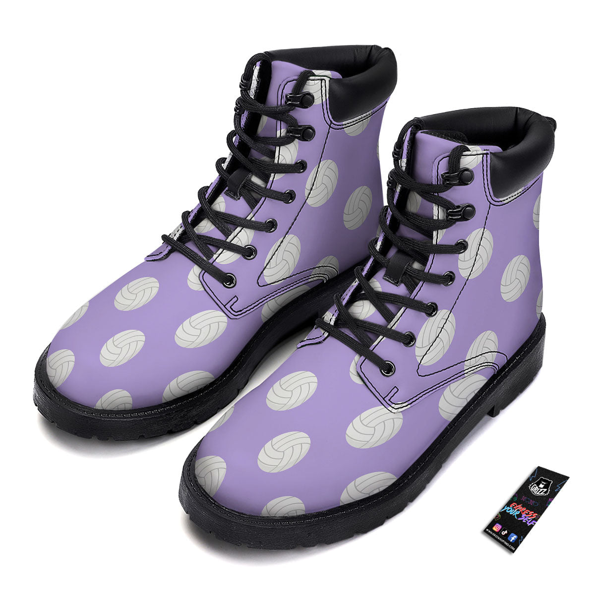 Volleyball White And Purple Print Pattern Boots-grizzshop