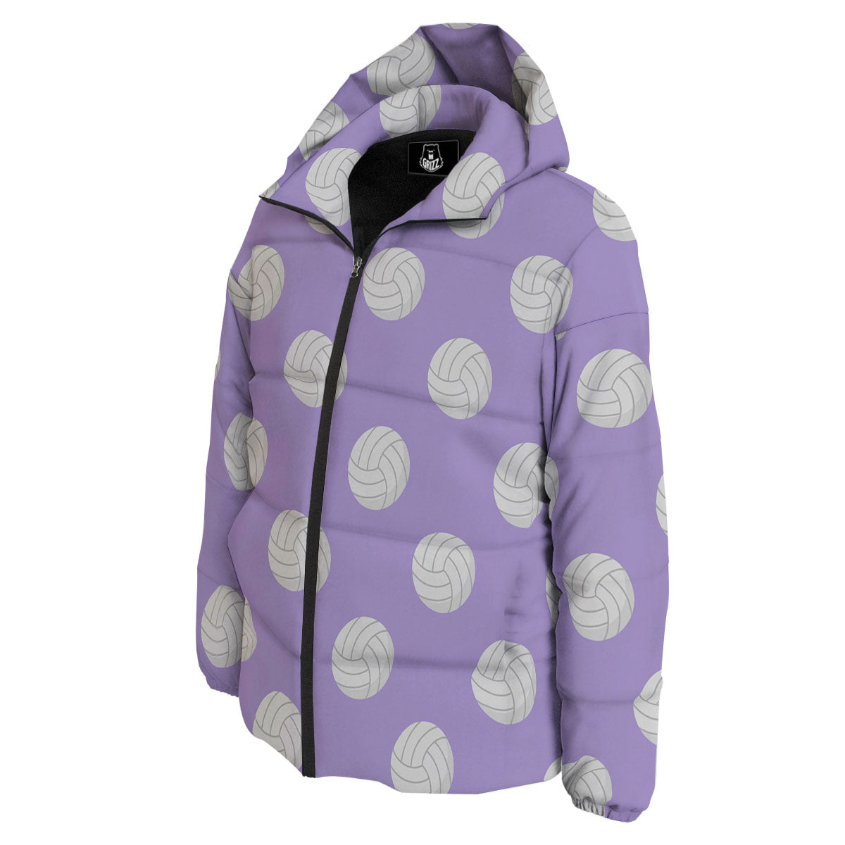 Volleyball White And Purple Print Pattern Down Jacket-grizzshop