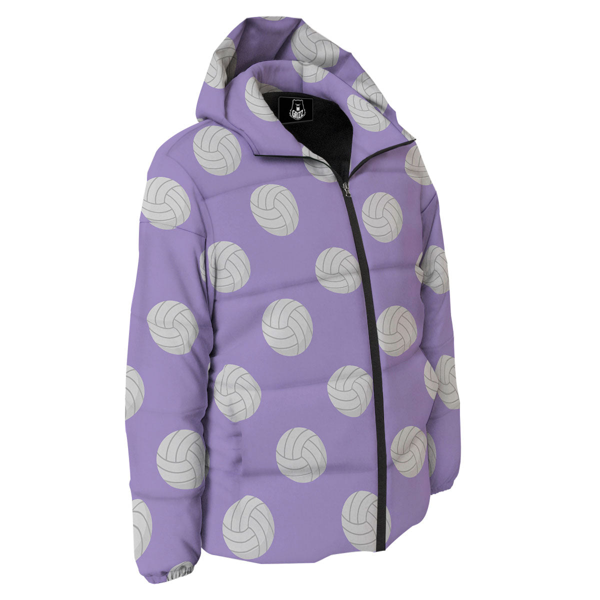 Volleyball White And Purple Print Pattern Down Jacket-grizzshop