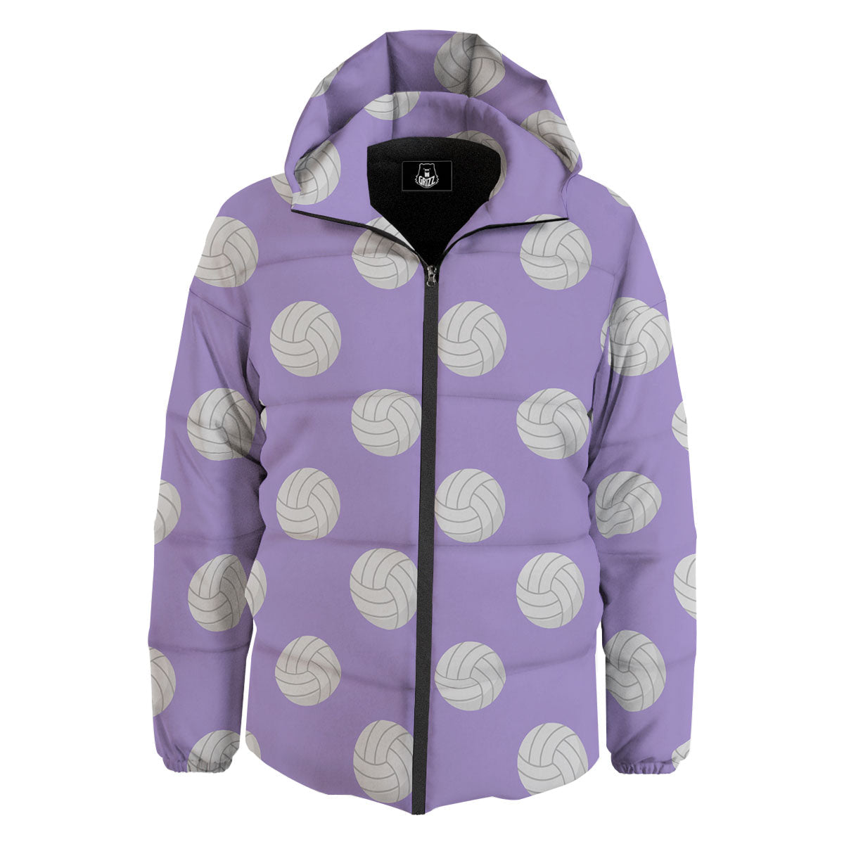 Volleyball White And Purple Print Pattern Down Jacket-grizzshop