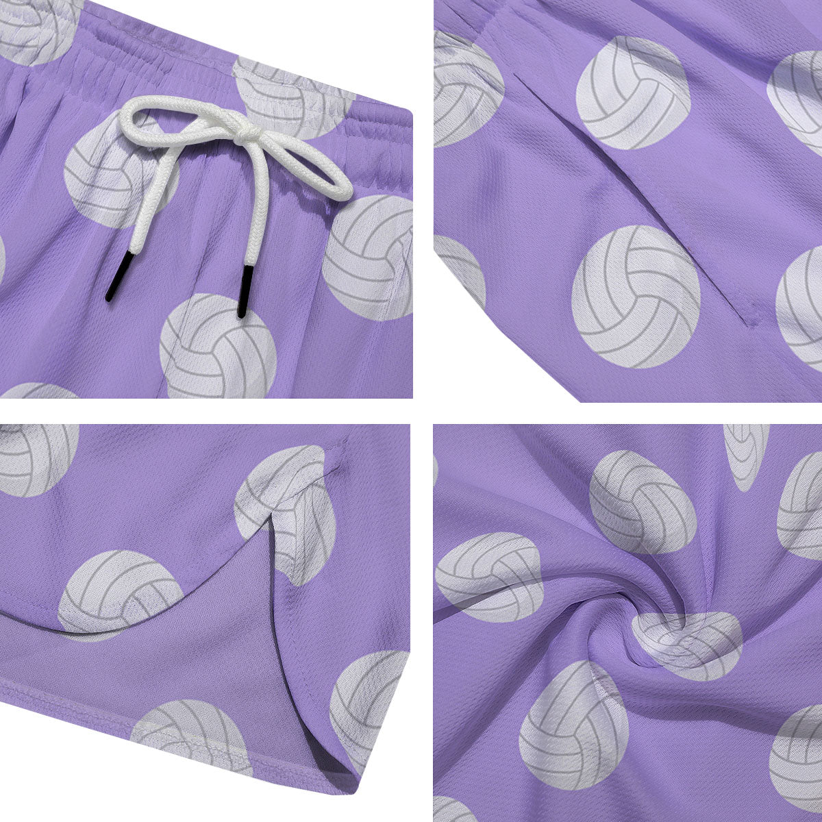 Volleyball White And Purple Print Pattern Men's Running Shorts-grizzshop