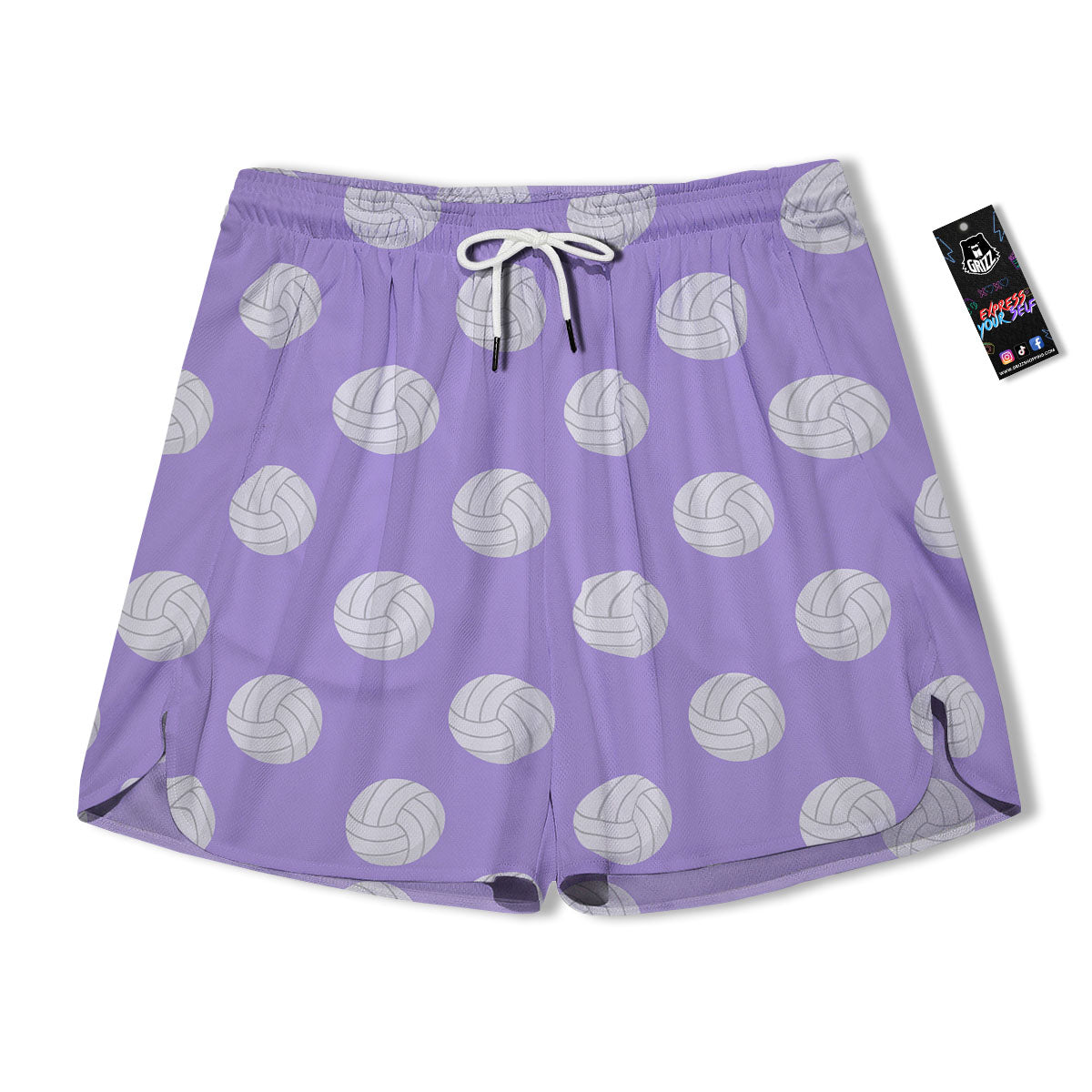 Volleyball White And Purple Print Pattern Men's Running Shorts-grizzshop