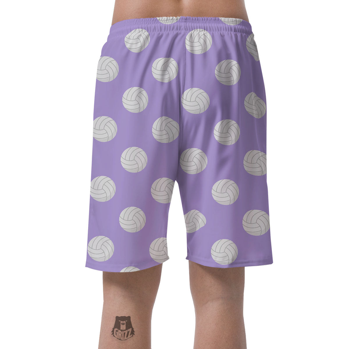 Volleyball White And Purple Print Pattern Men's Shorts-grizzshop