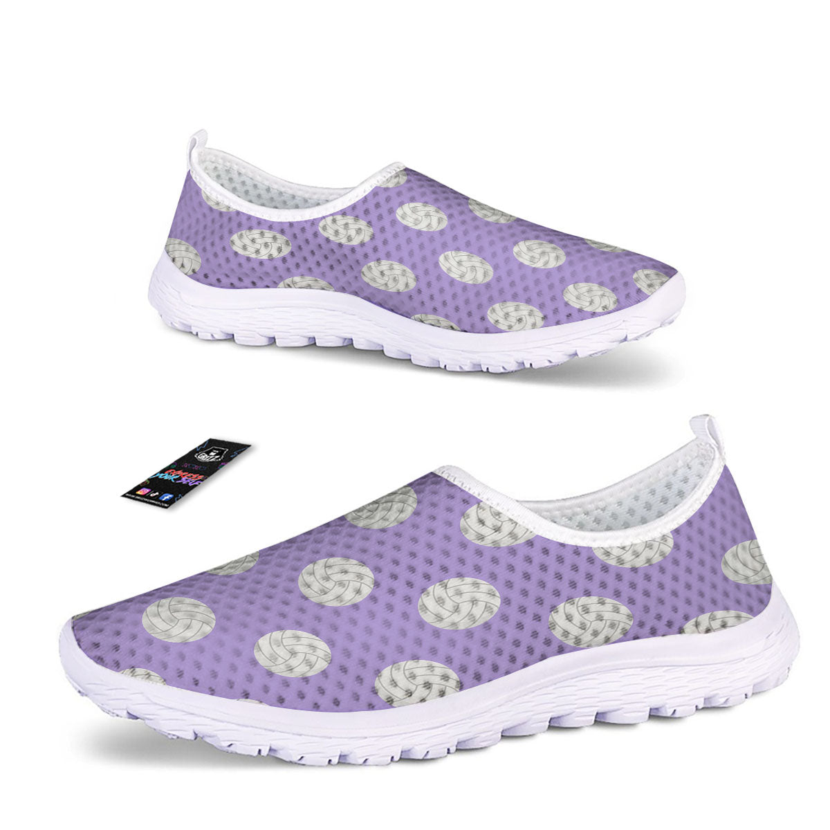 Volleyball White And Purple Print Pattern Nurse Shoes-grizzshop